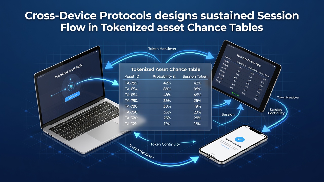 Technische Darstellung von Cross-Device-Protokollen in tokenisierten Asset-Chancentabellen mit Synchronisationsflüssen