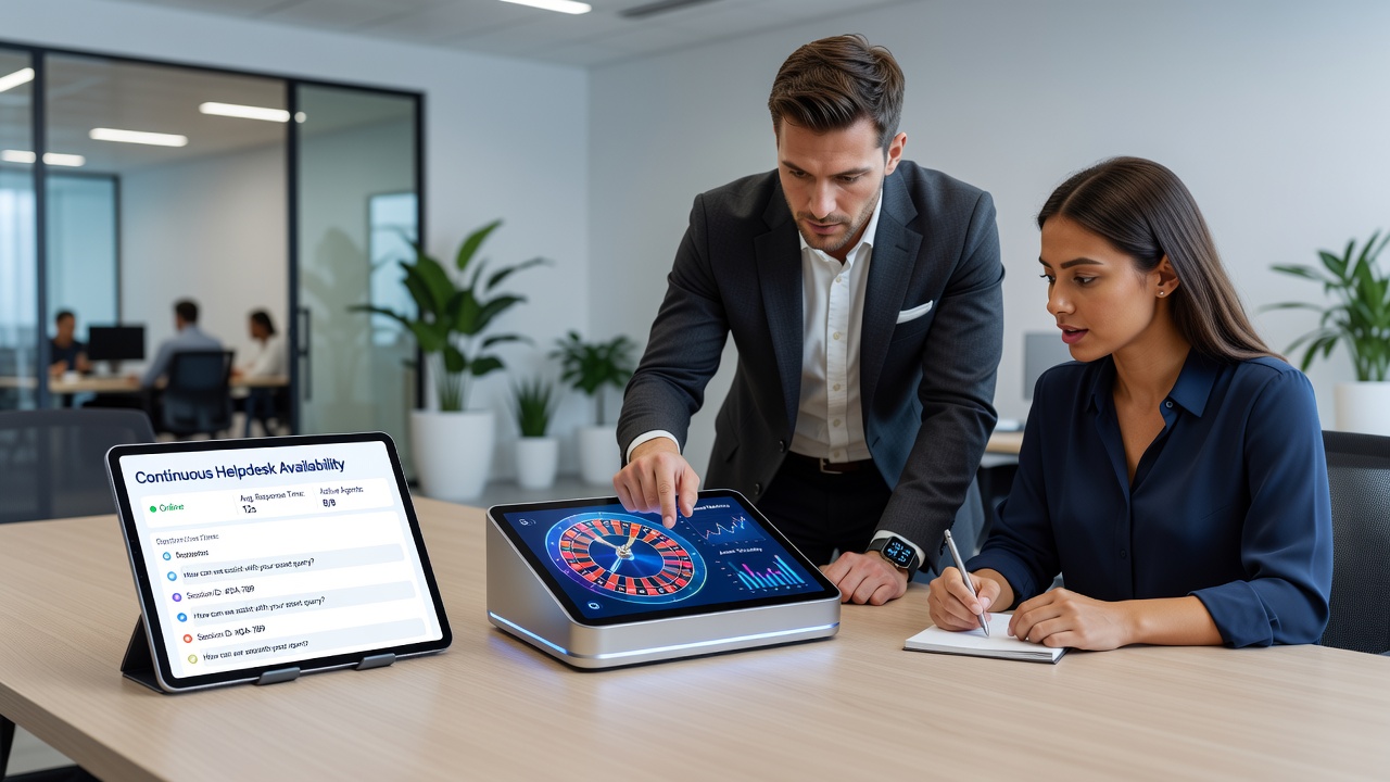 Helpdesk-Chat-Fenster während einer mobilen Roulette-Session mit Live-Dealer