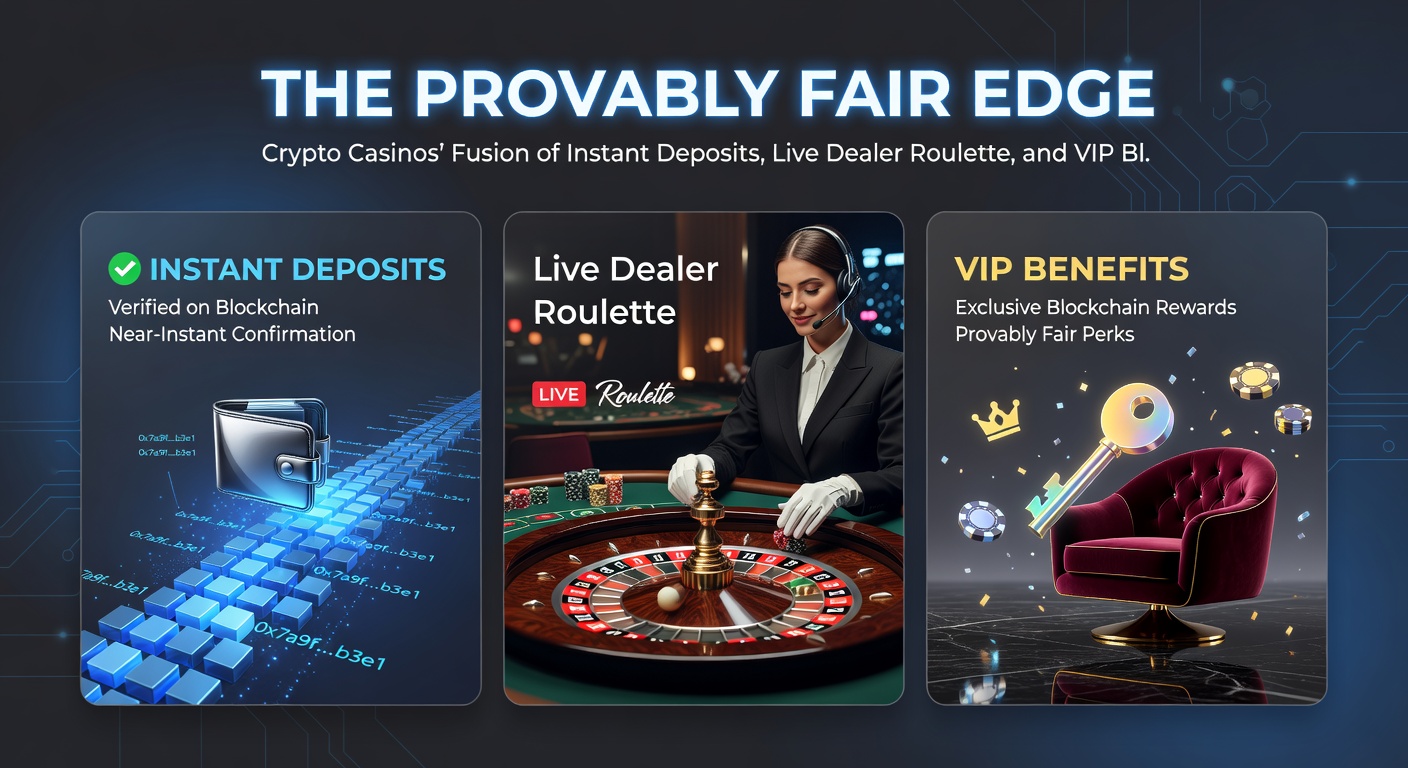Live-Dealer-Roulette-Tisch mit professionellem Croupier, umgeben von digitalen Krypto-Symbolen und Echtzeit-Chat-Elementen