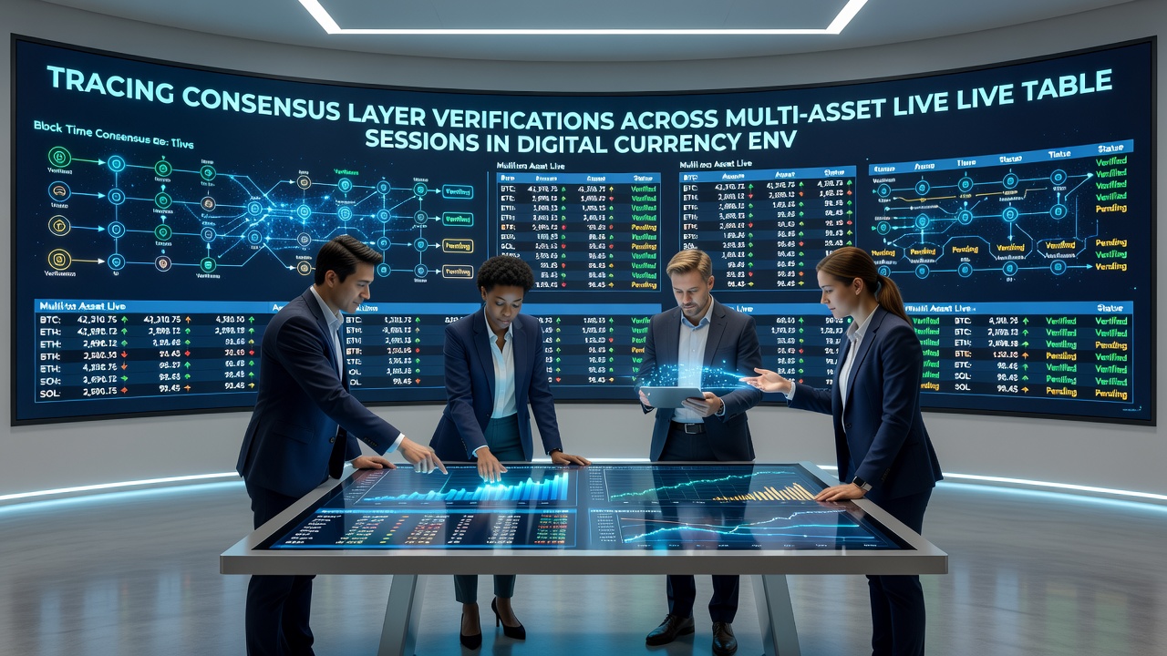 Technische Darstellung von Verifizierungsprotokollen in Live-Tischsitzungen mit Blockchain-Assets